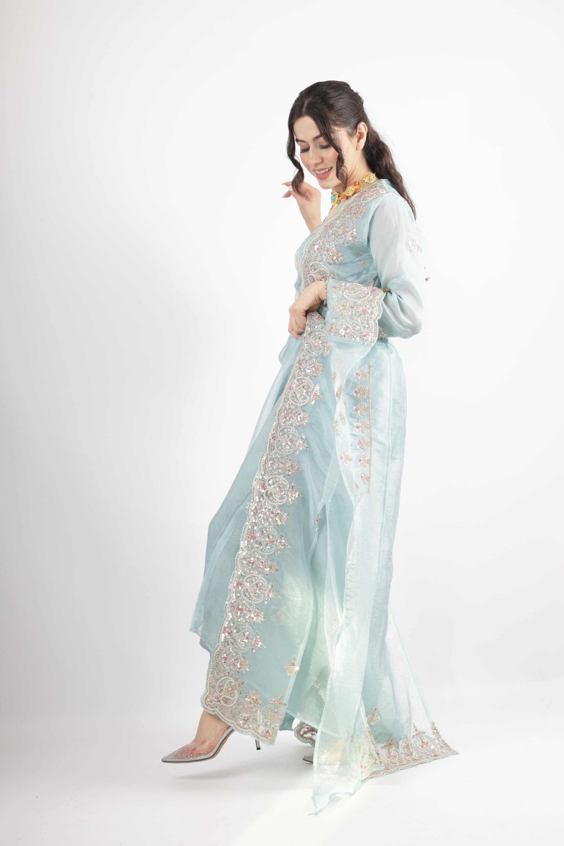 blue kurdish dress Sky Blue Kurdish Kawa Elegant Traditional Wear from Rengn Collection Kurdish Clothes by Kewsan