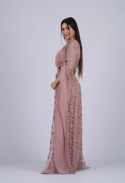 Chia Collection: Three-Piece Kurdish Dress Set in Elegant Matte Pink