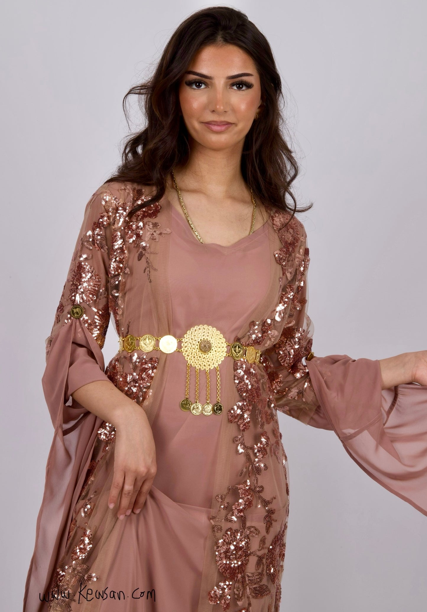 Dildar champagne Kurdish Complete Dress 3 items