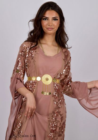 Dildar champagne Kurdish Complete Dress 3 items