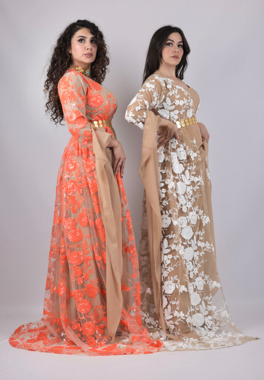 🧡 Dildar Collection – Badini Style in Orange Sequins 🧡