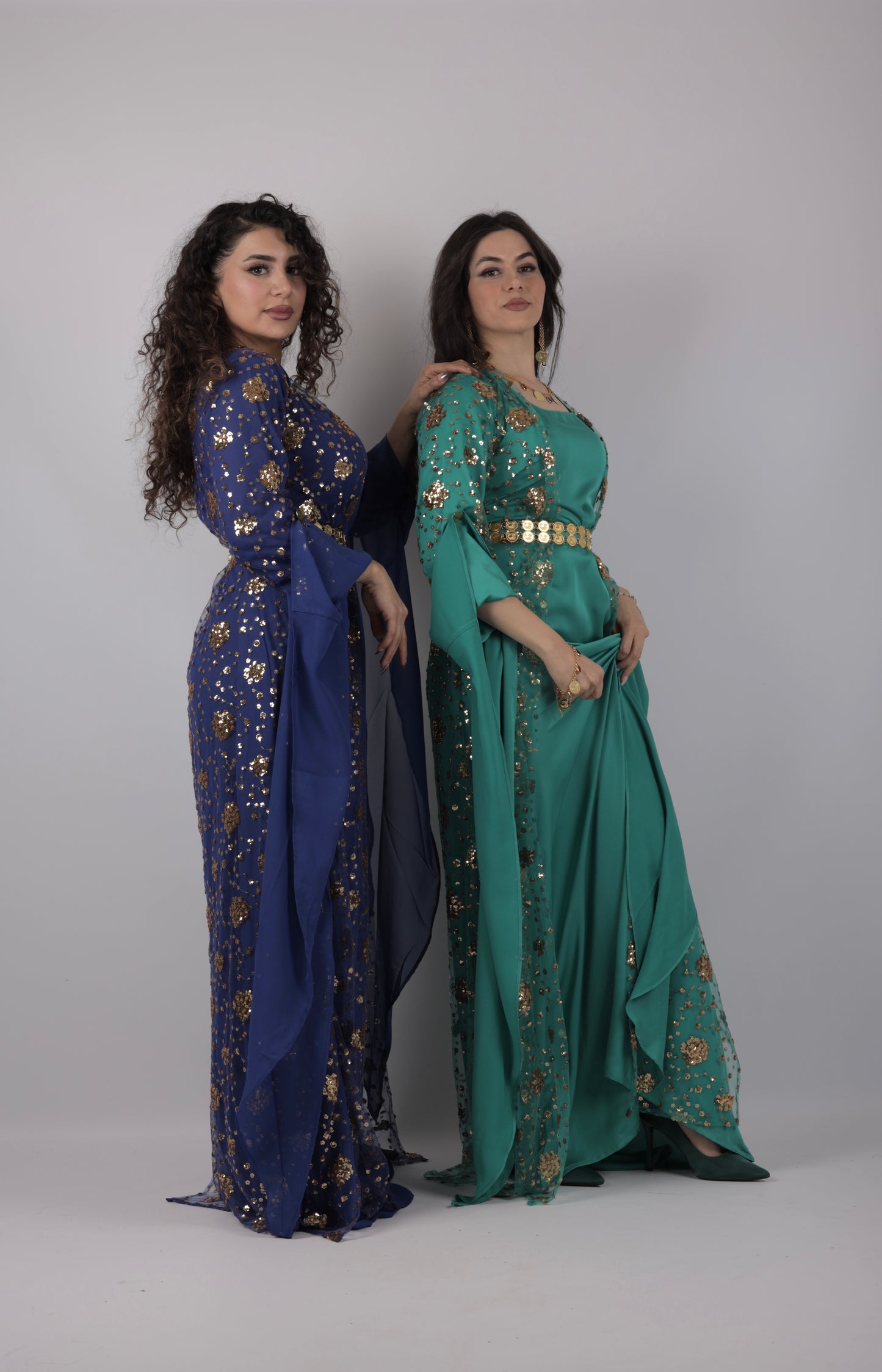 Chro Collection – Carbon Blue Exclusive made Kurdish Dress (3-Piece Set)