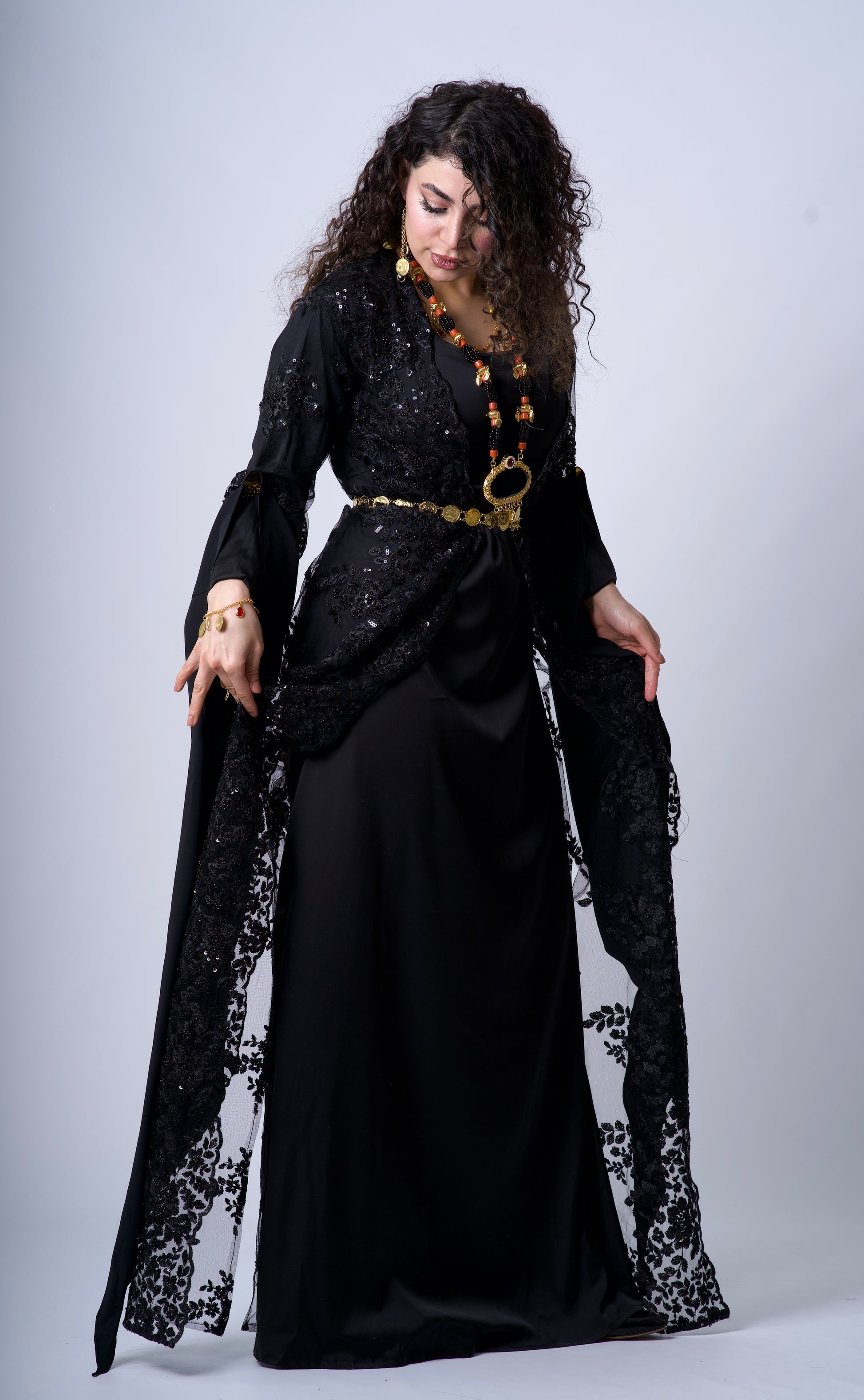 🖤 Dilber – 2-Piece Black Kurdish Dress with Crystal Embroidery – Kurdish Clothes by Kewsan 🖤 Dilber – 2-Piece Black Kurdish Dress with Crystal Embroidery – Kurdish Clothes by Kewsan