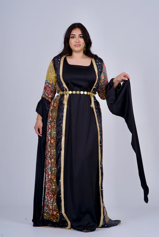 Black Kurdish Kawa with Vibrant Colors – Traditional Elegance Rengin collection -only Kawa