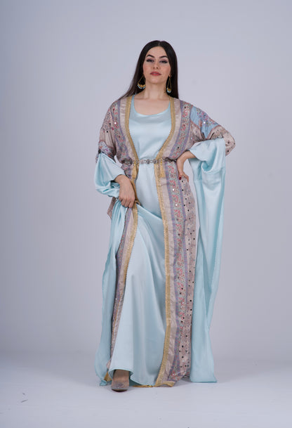 Cream and Sky Blue Kurdish Kawa – Rengîn Collection