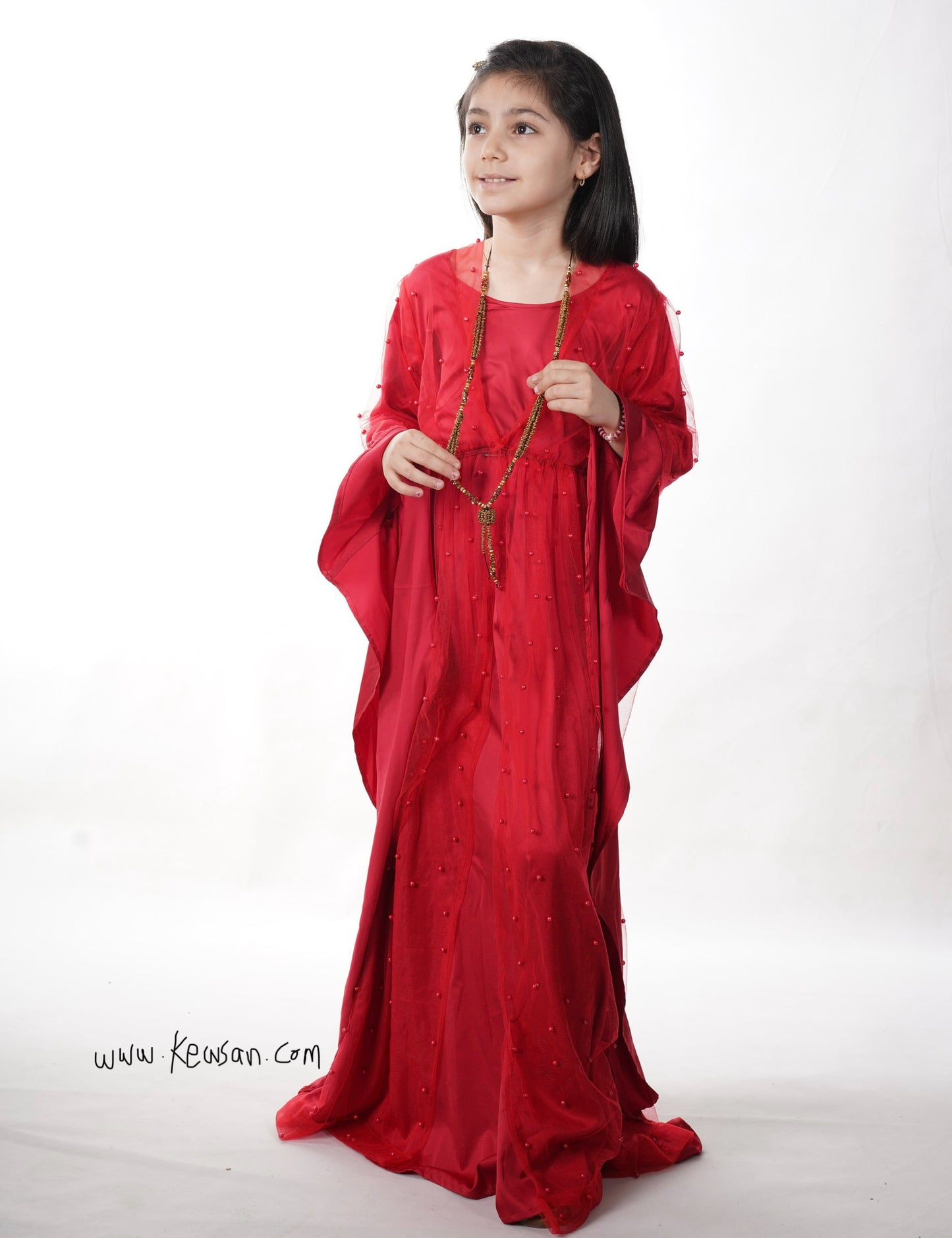 Badini Model – Red Kurdish Dress for Girls (7-12 Years) with Flexible Fit and Elegant Design