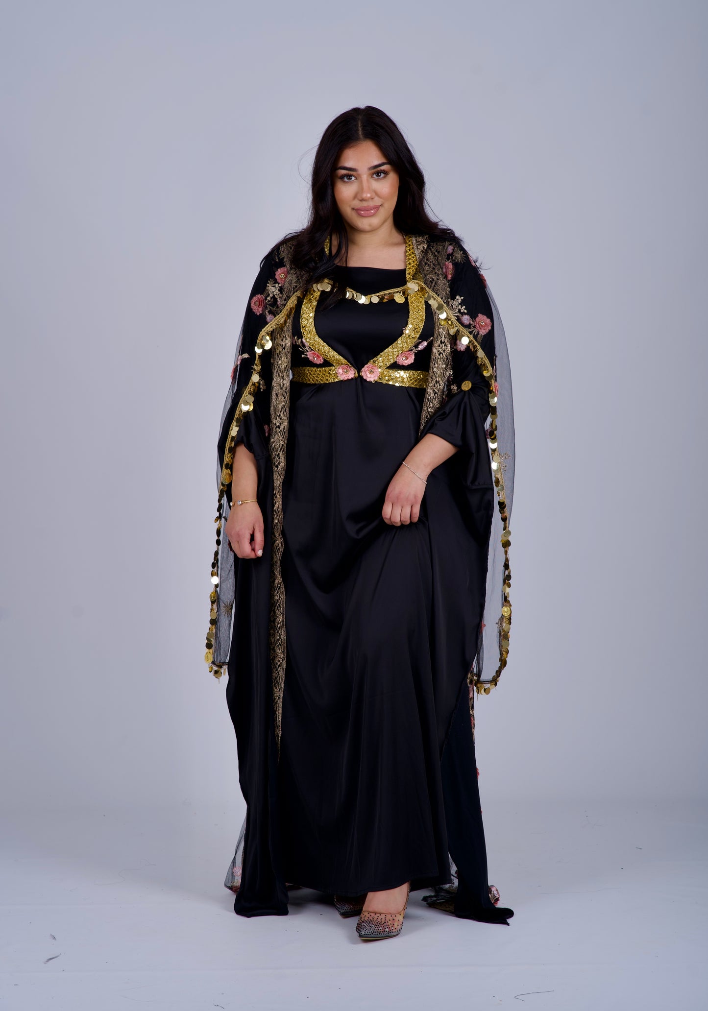 Xezal Collection – 4-Piece Traditional Kurdish Dress Set in Elegant Black