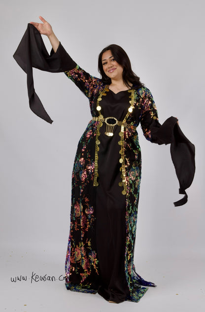 Full view of  Kurdish Dress Dildar with sequins and Kiras