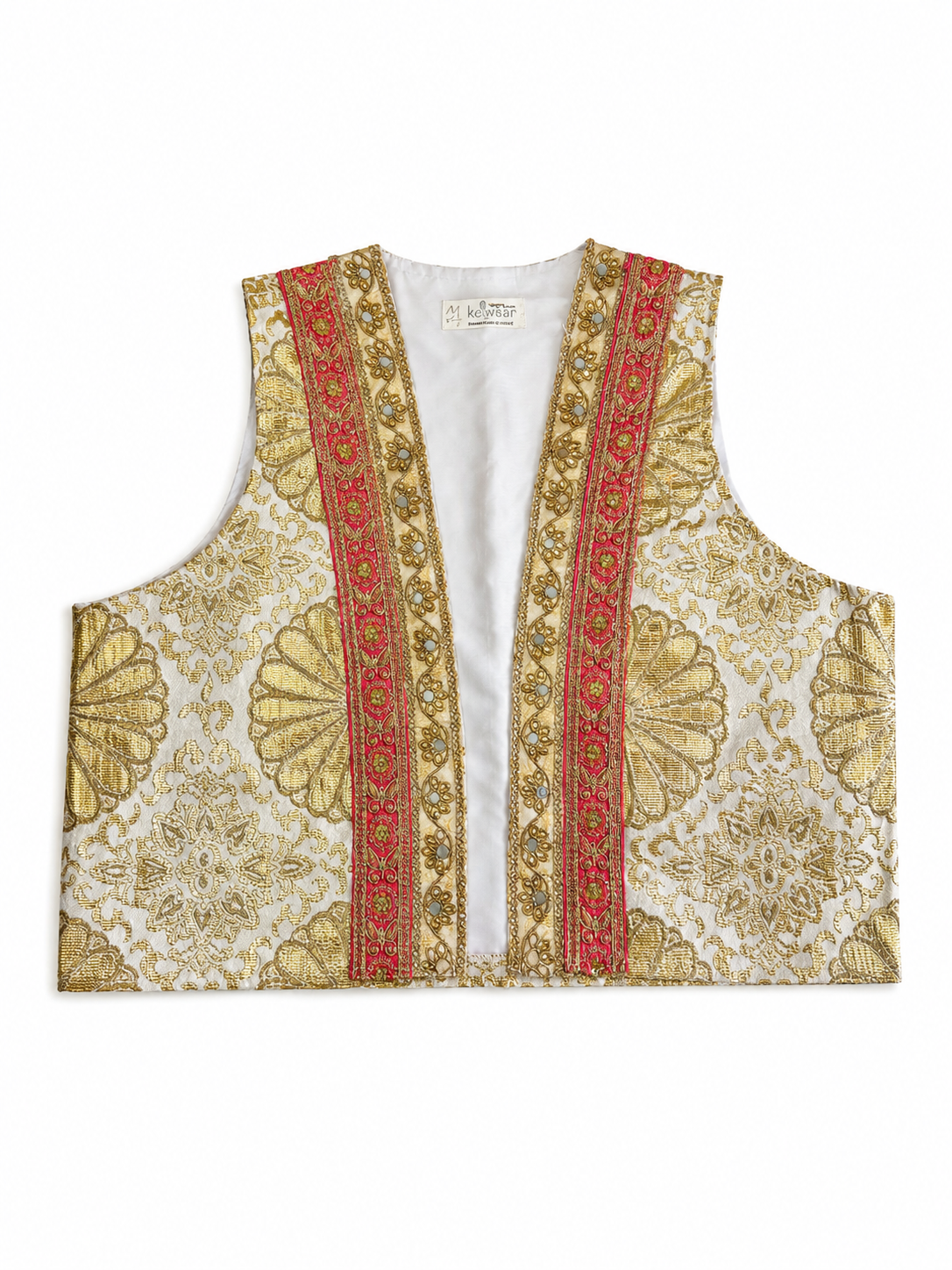Beige Gold with Borders and mirror work