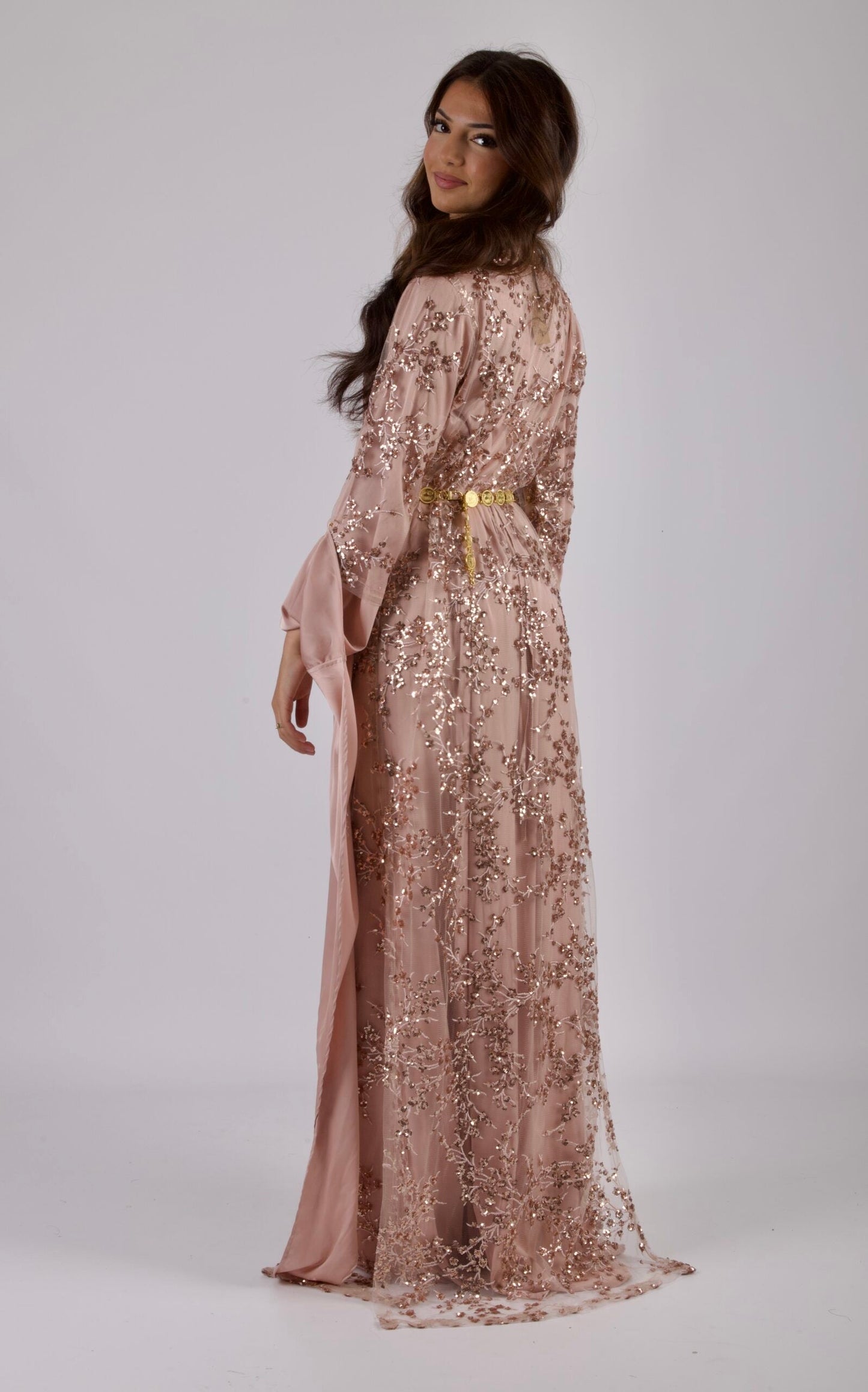 Elegant Kurdish Kawa dress adorned with shimmering sequins