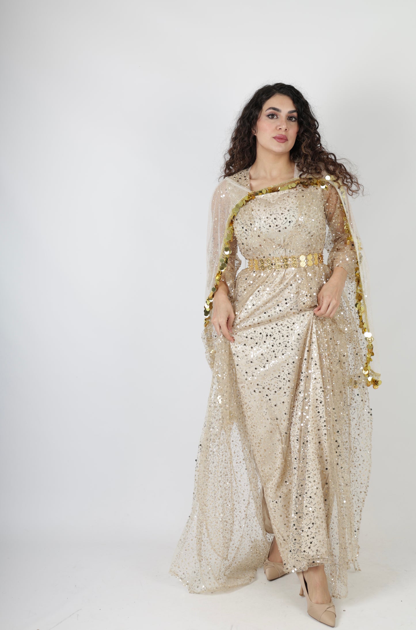 Dark Green Kurdish Kawa Dress Set – Badini Style with Kras, Kolwane & Underdress 4 items