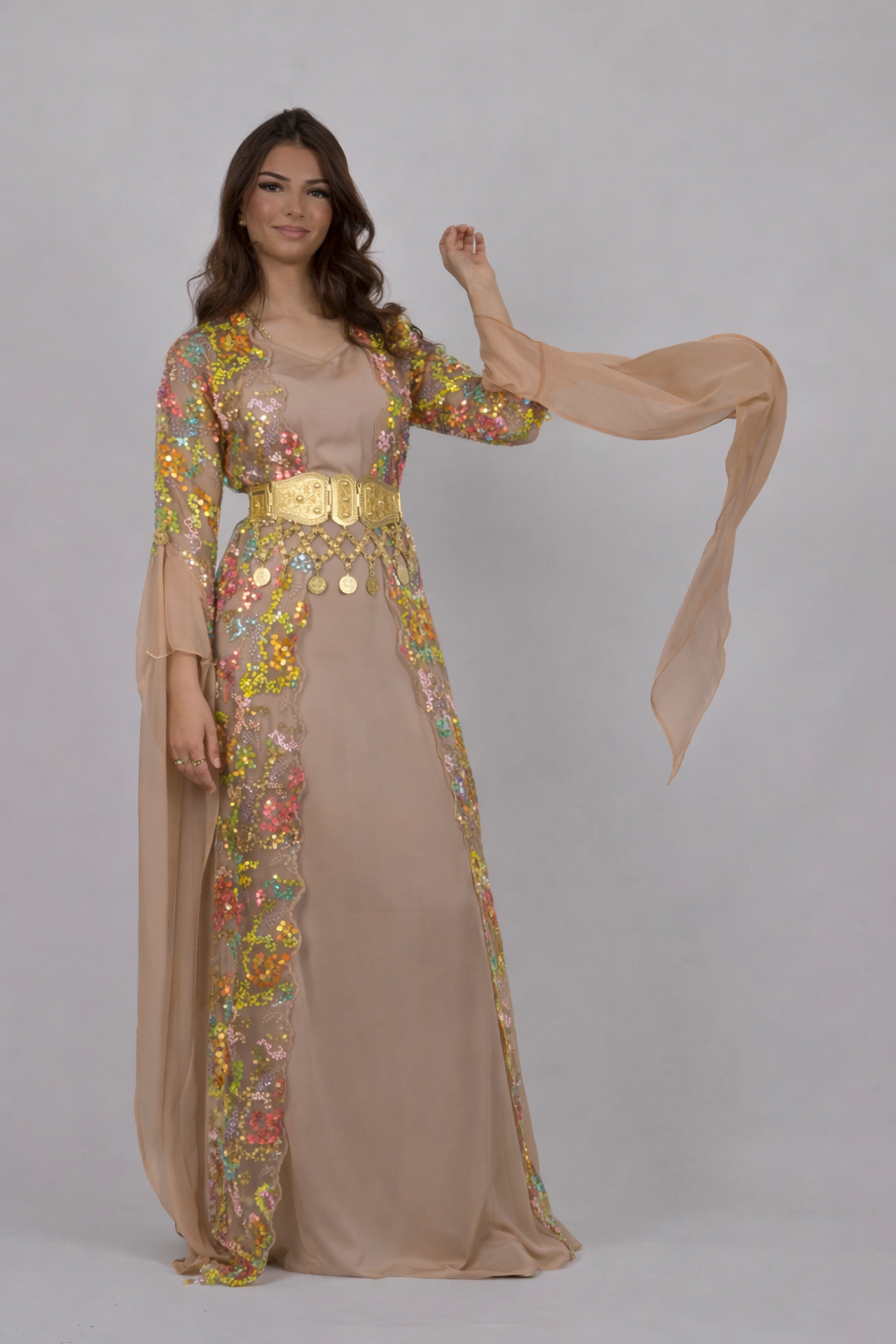 Gulan Deep Beige Kurdish Clothes 3 piece