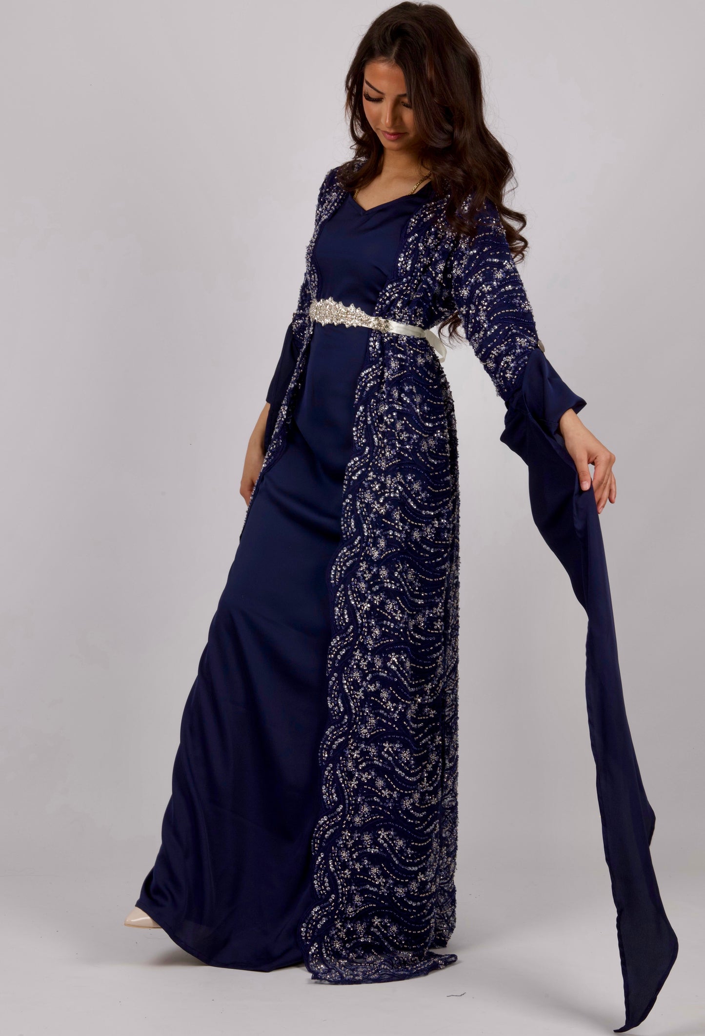 Lux Navy Blue Handmade including belt and armpins