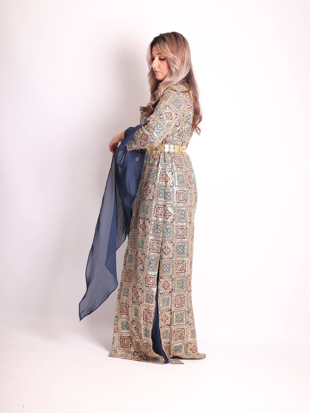 Cudi / Judi Kurdish Dress Navy blue  – Luxury Embroidered 3-Piece Se