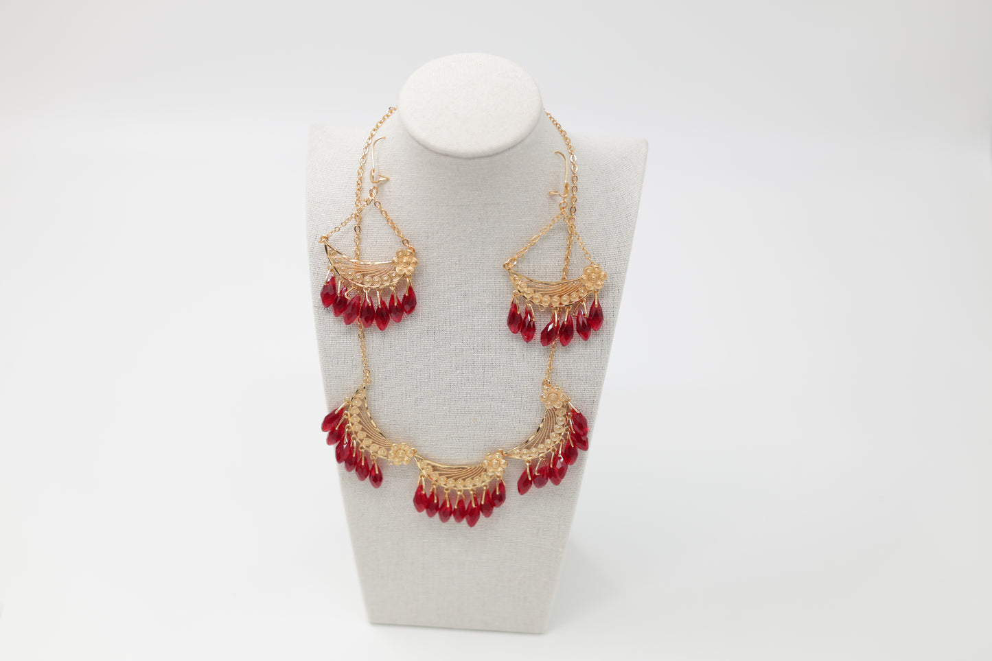 Yaqot Red Kurdish Jewelry Set – Necklace &amp; Earrings in Elegant Copper Design