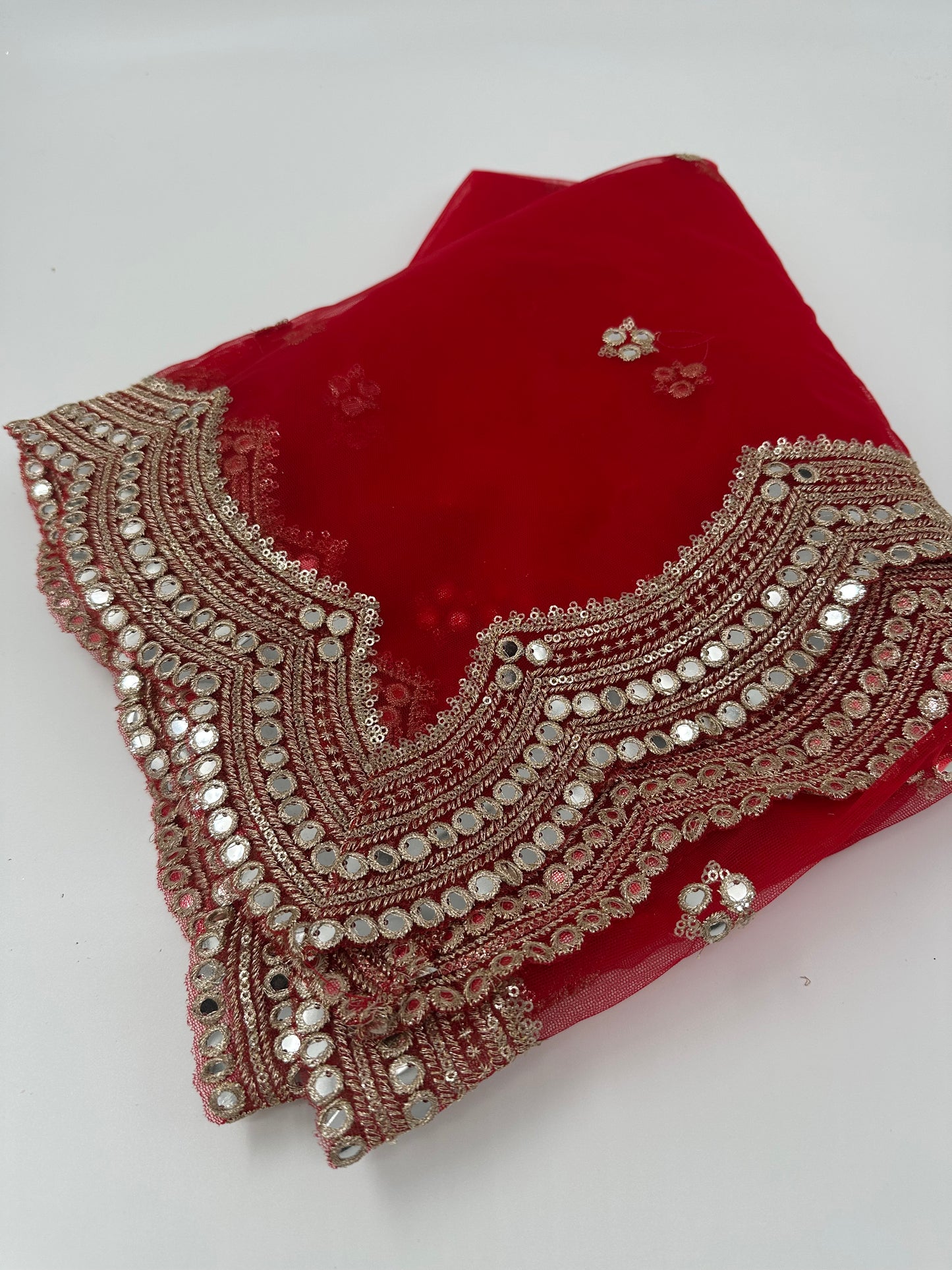 Red Hana with Mirror work