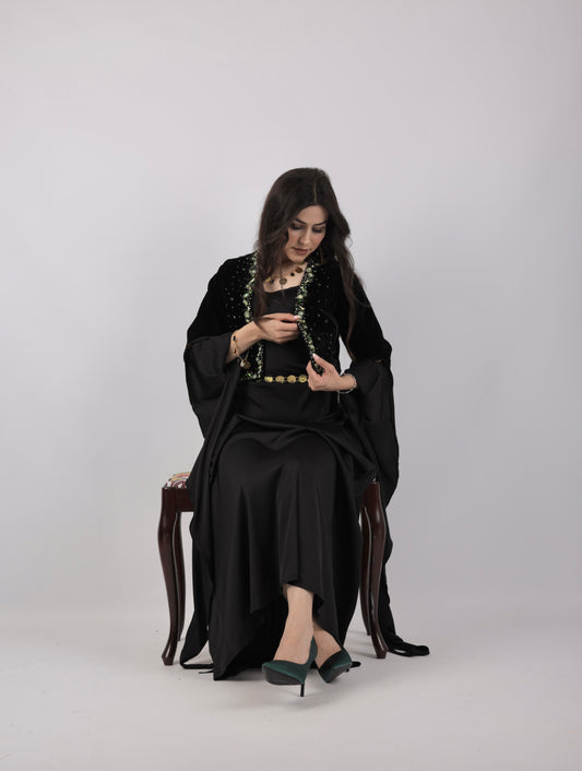 Green Crystal with Stones Hand made Kurdish Dress ( only vest or salte)