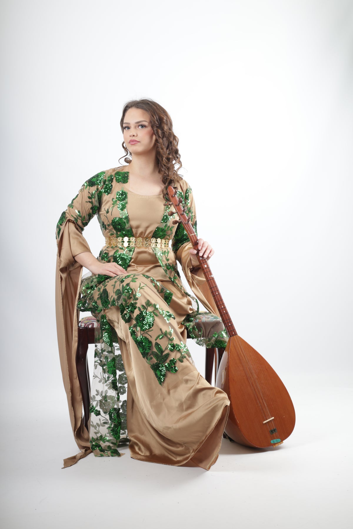 Dildar Kurdish Dress – Dark Green Sequins | Badini Style – Kurdish ...