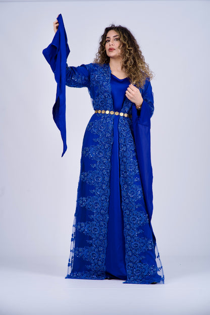 Dilbar Carbon Blue Kurdish Dress