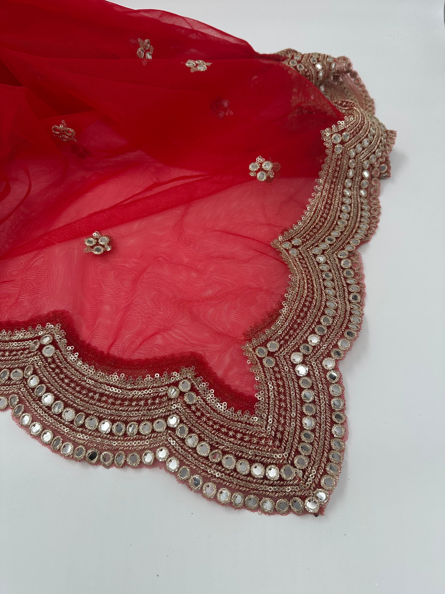 Red Hana with Mirror work