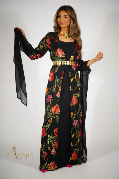 Delnia Kurdish Dress Hand Printed 3 items