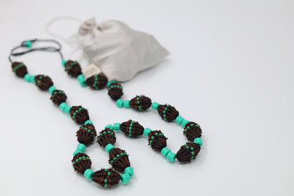 Mêxek – Traditional Kurdish Necklace Green Turquoise Shilan Beads & Fragrant Herb