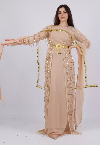 Larzane Beige with GoldenKewsan textile and more Kurdish women, Kurdish clothes, Kurdische kleider