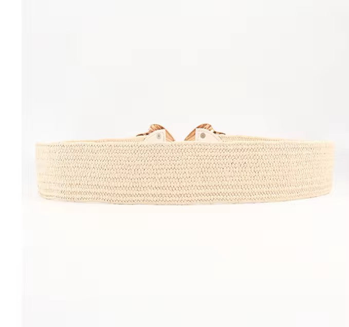 Snake Flexible Elastic Belt Beige Golden