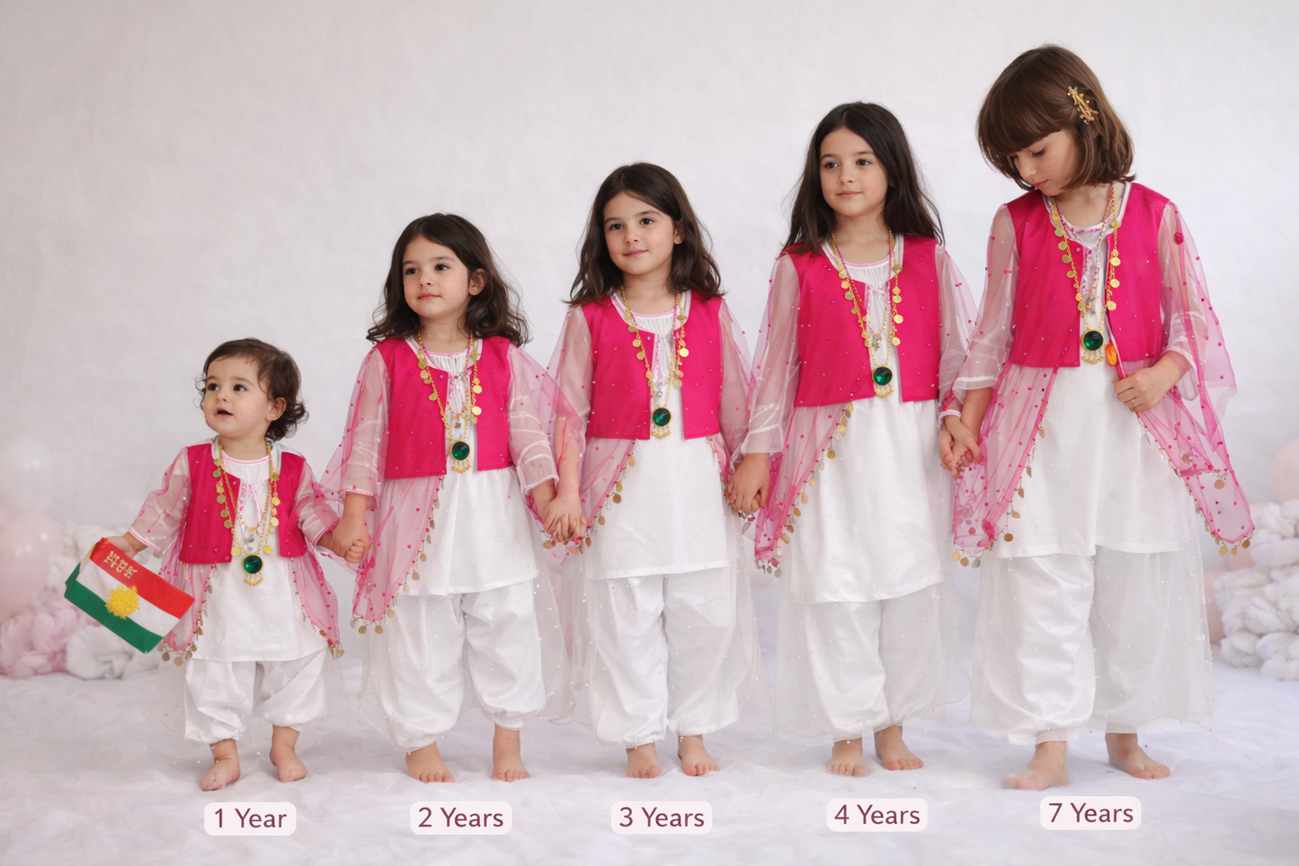 Sara 2 to 6 years white with Pink