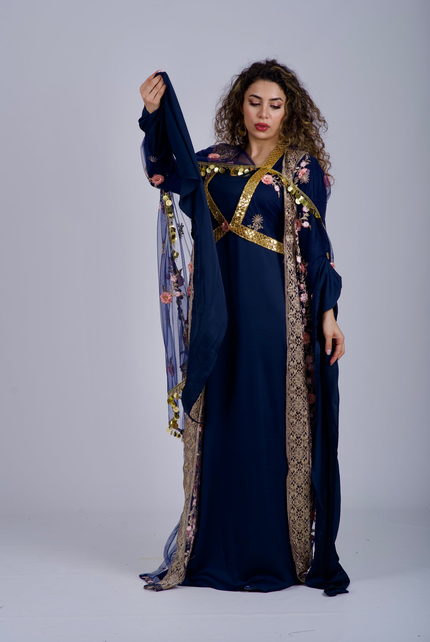 Xezal Collection – 4-Piece Traditional Kurdish Dress in Navy Blue