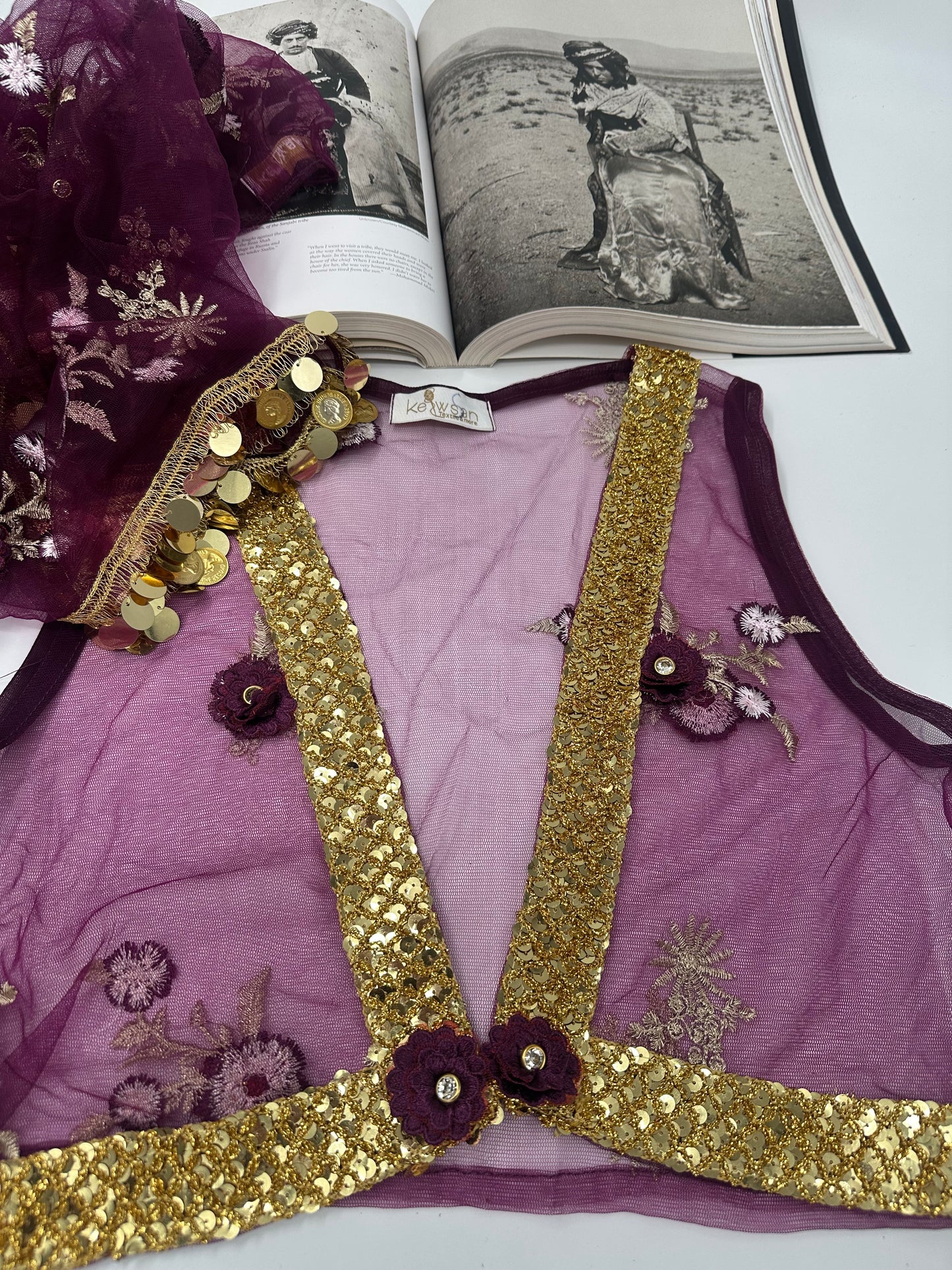 Xezal Collection – 4-Piece Kurdish Dress Set in aubergine