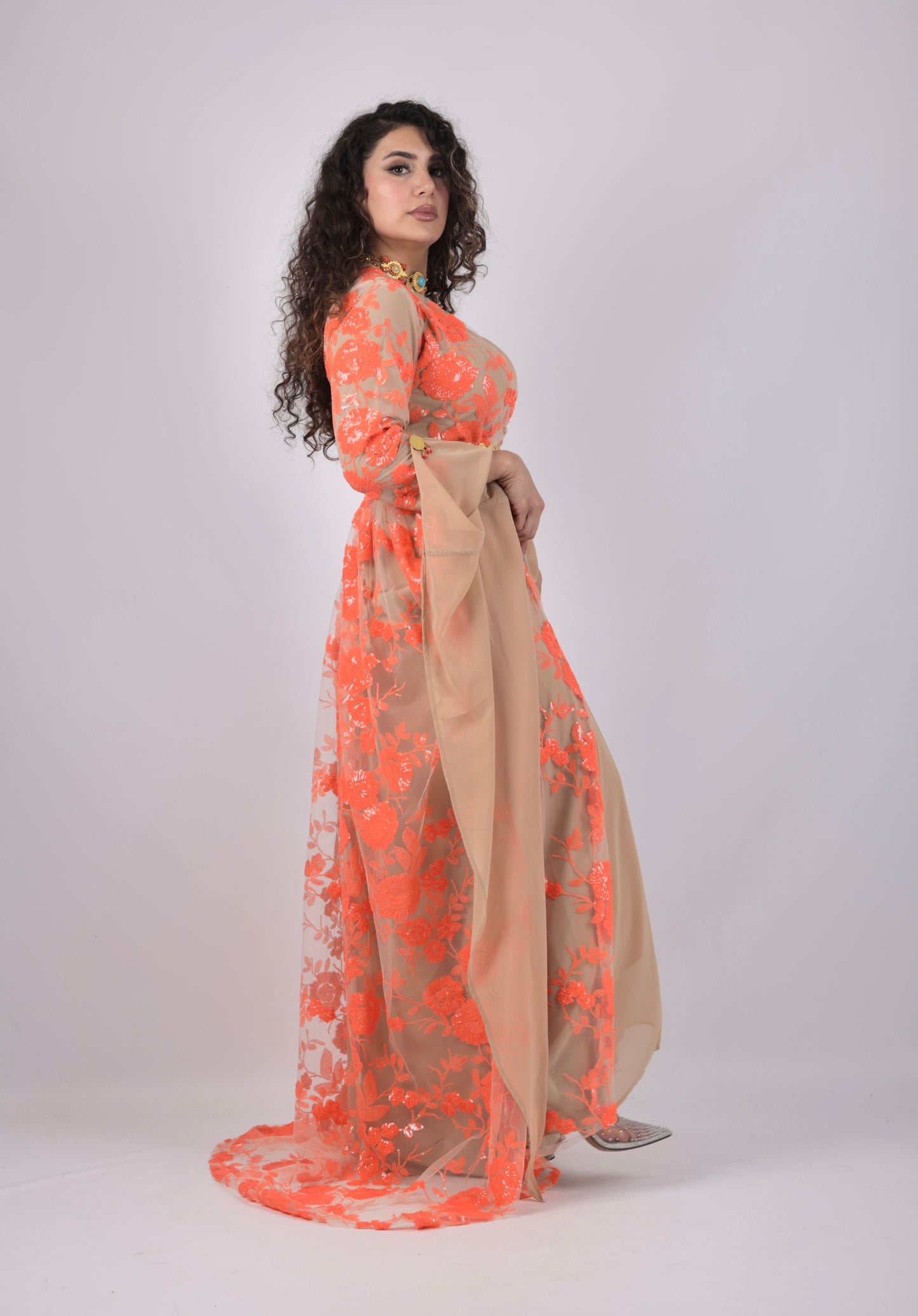 🧡 Dildar Collection – Badini Style in Orange Sequins 🧡