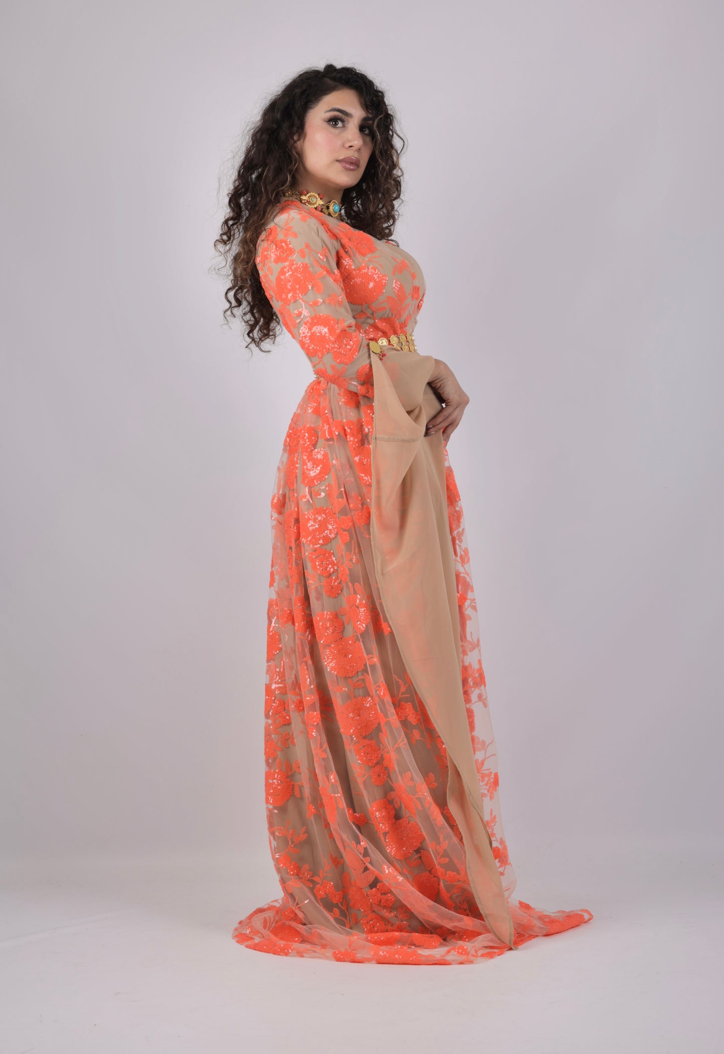 🧡 Dildar Collection – Badini Style in Orange Sequins 🧡