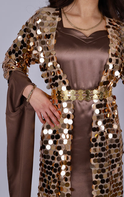 Kurdish Dress Polak Golden with light brown bronze kirasKewsan textile and more Kurdish women, Kurdish clothes, Kurdische kleider