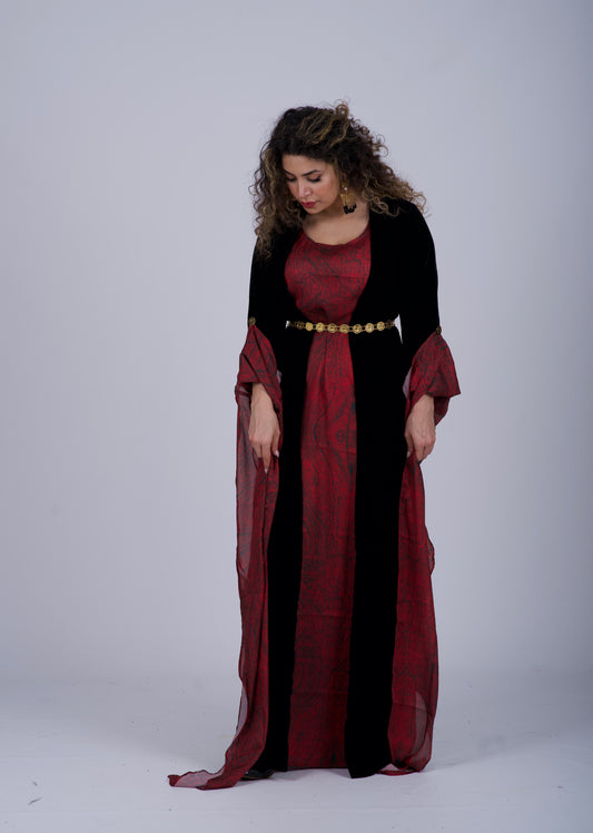 Red Silk Satin Kurdish Dress ( only Kiras)