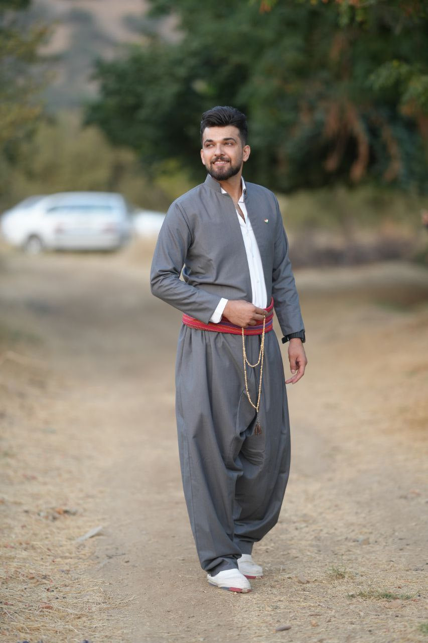 Kurdish Men's Dark Grey Traditional Suit – Premium Tailored Outfit for Weddings, Newroz, and Cultural Events