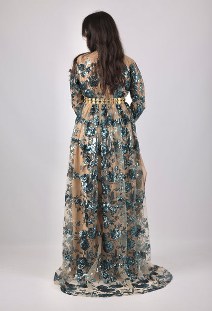 🩵 Dildar Collection – Badini Style in Turquoise Sequins 🩵