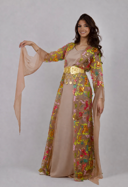 Gulan Deep Beige Kurdish Clothes 3 piece