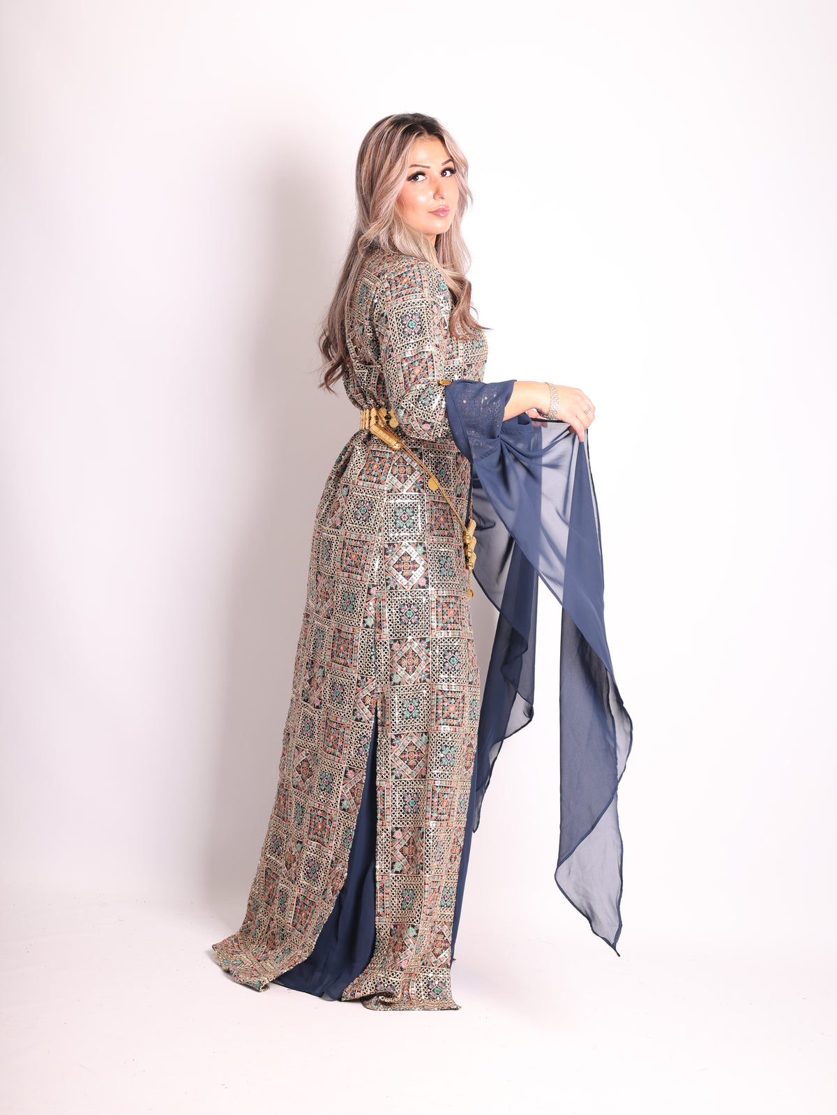 Cudi / Judi Kurdish Dress Navy blue  – Luxury Embroidered 3-Piece Se