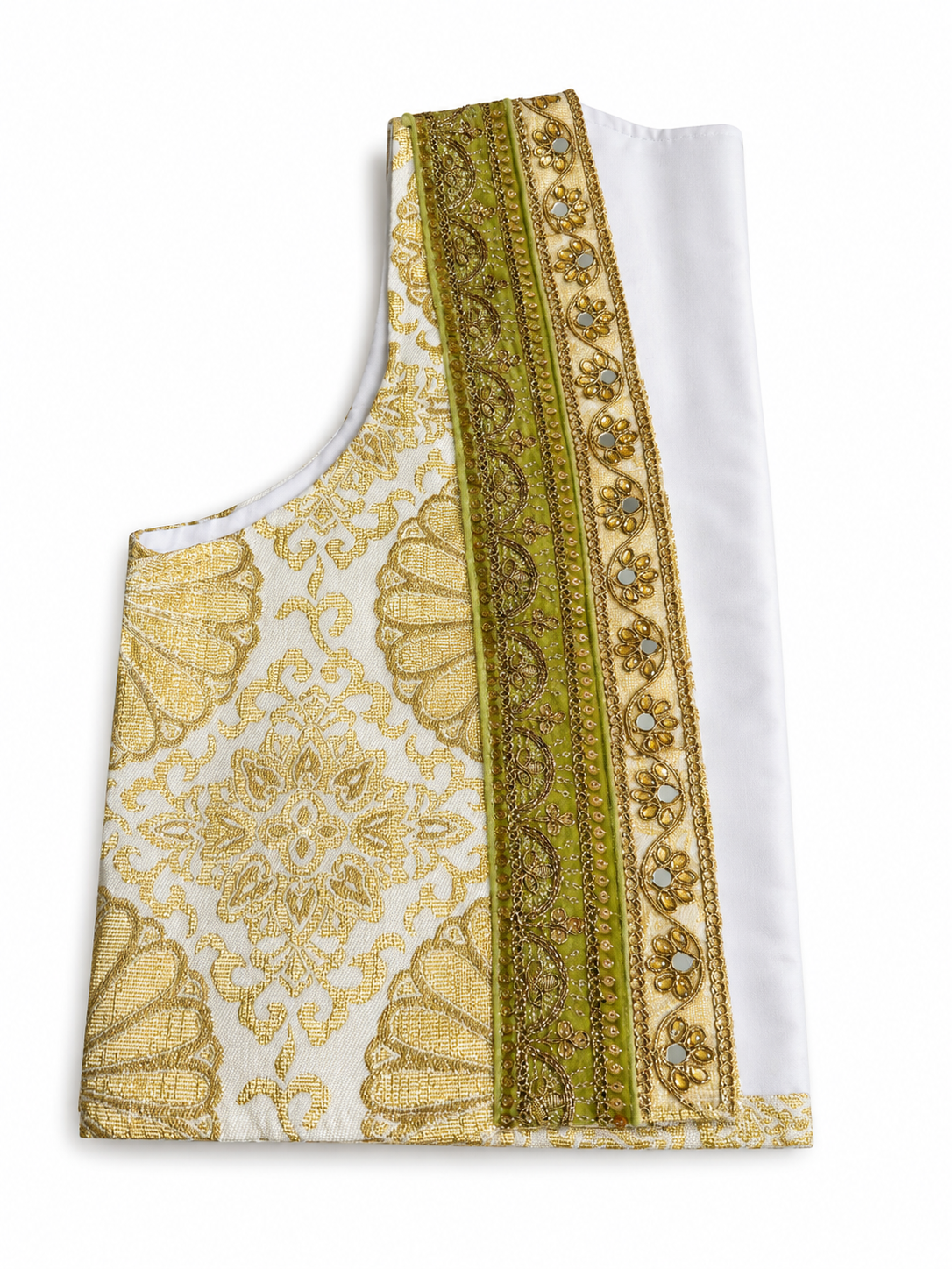 Beige Gold with Borders and mirror work