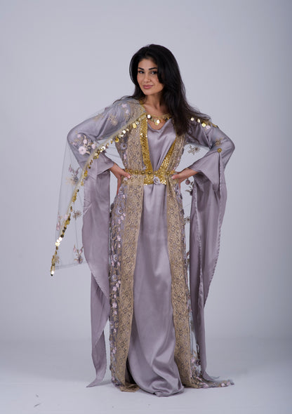 Xezal Collection – 5-Piece Traditional Kurdish Dress Set in Elegant Grey