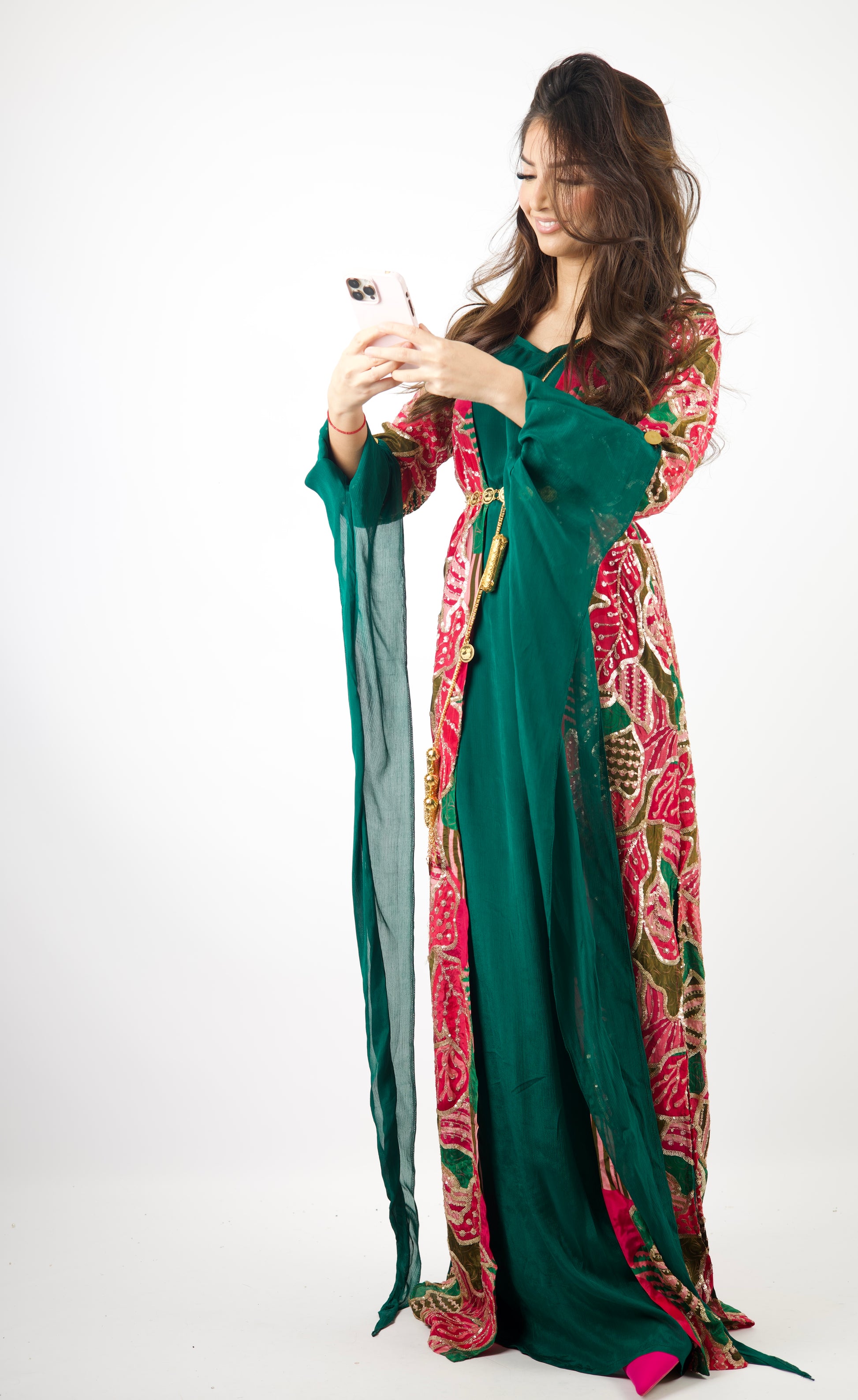 kurdish maxi dress Orange Hand Embroidered Georgette Kurdish Dress - Maxim's Boutique