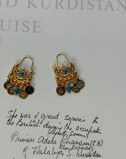 Middle East Kurdish Golden Earrings