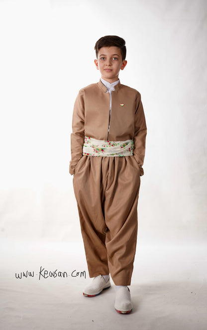 Traditional Kurdish Boys Outfit – Deep Cream Color (1-18 Years)