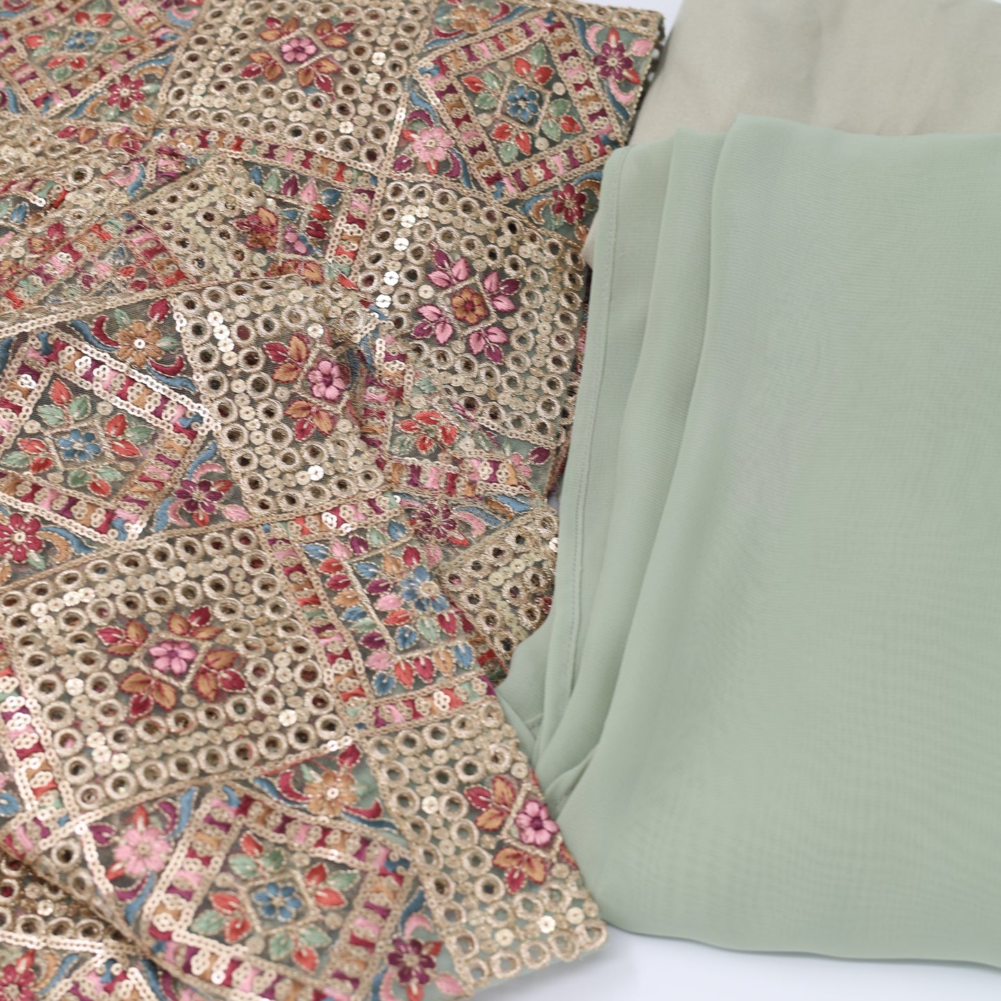 Cudi Kurdish Dress Green – Luxury Embroidered 3-Piece Set Mint green