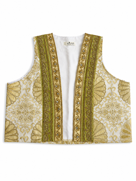 Beige Gold with Borders and mirror work