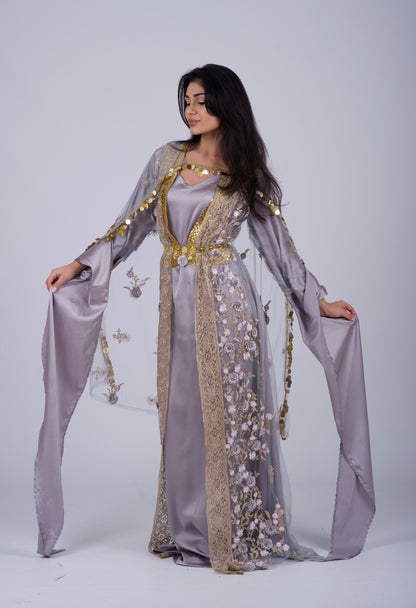 Xezal Collection – 5-Piece Traditional Kurdish Dress Set in Elegant Grey