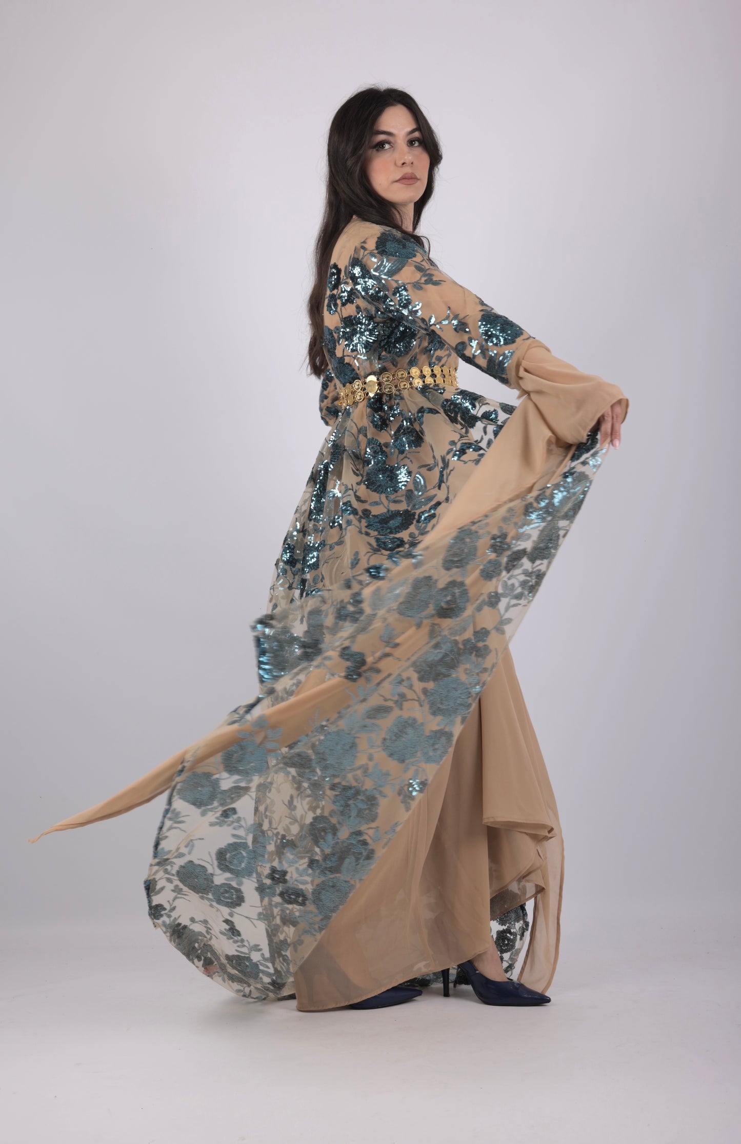 🩵 Dildar Collection – Badini Style in Turquoise Sequins 🩵