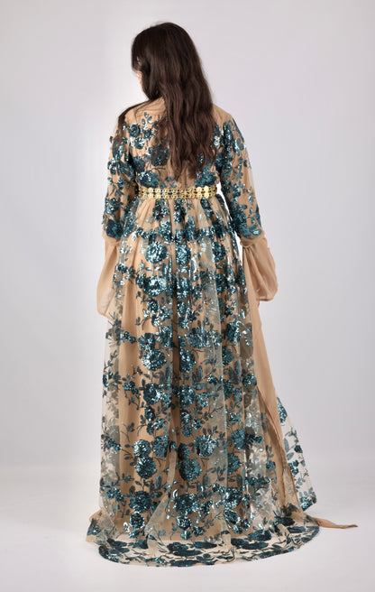 🩵 Dildar Collection – Badini Style in Turquoise Sequins 🩵