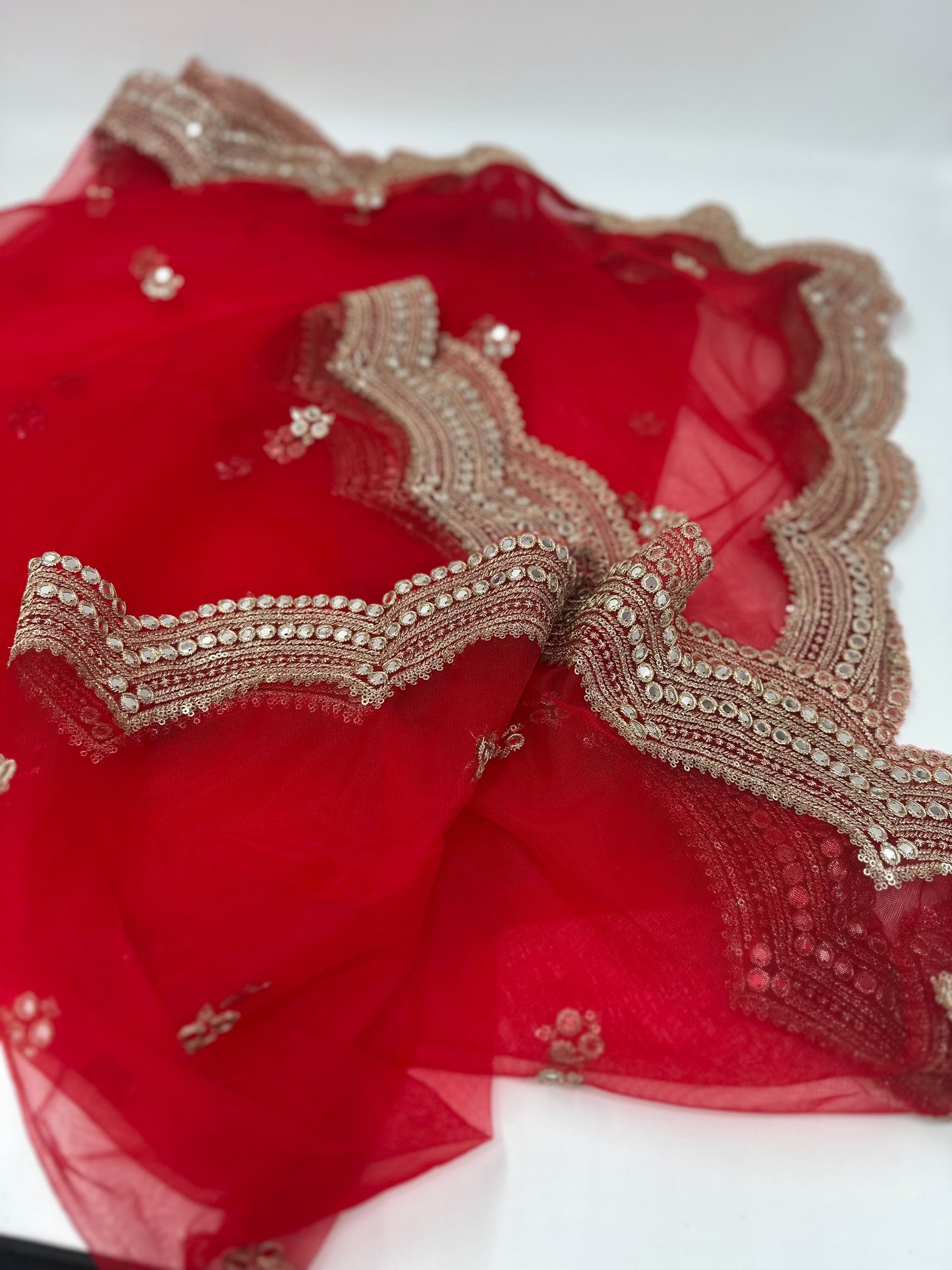 Red Hana with Mirror work